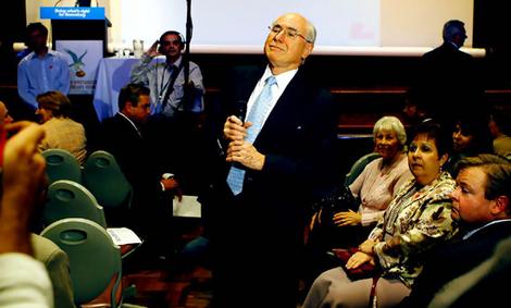 Question time: John Howard yesterday at the Ryde Eastwood Leagues club in his seat of Bennelong
