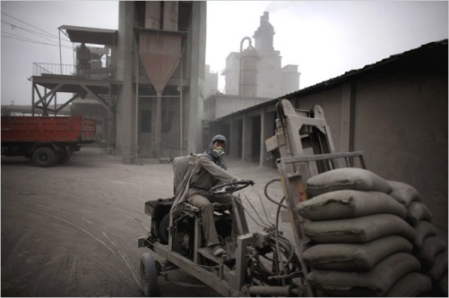 China’s cement factories, like this one in Ningxia Province, use 45 percent more power than the world average, and its steel makers use about 20 percent more