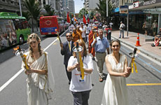 The torches were paraded through Auckland yesterday in support of the Falun Gong movement. Photo / Glenn Jeffrey