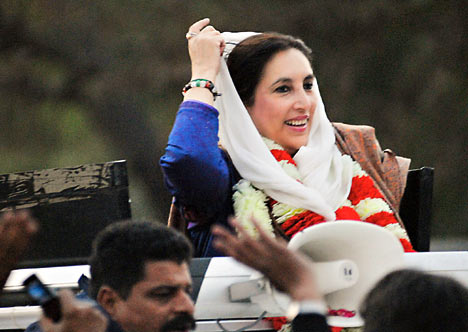 Last moment: Bhutto emerged through the sunroof of her car, a minute later she lay dying